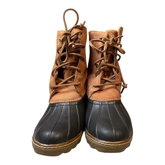 Sperry Saltwater Heel Waterproof Leather Women Duck Boots Size 9.5 Preppy - Picture 7 of 13
